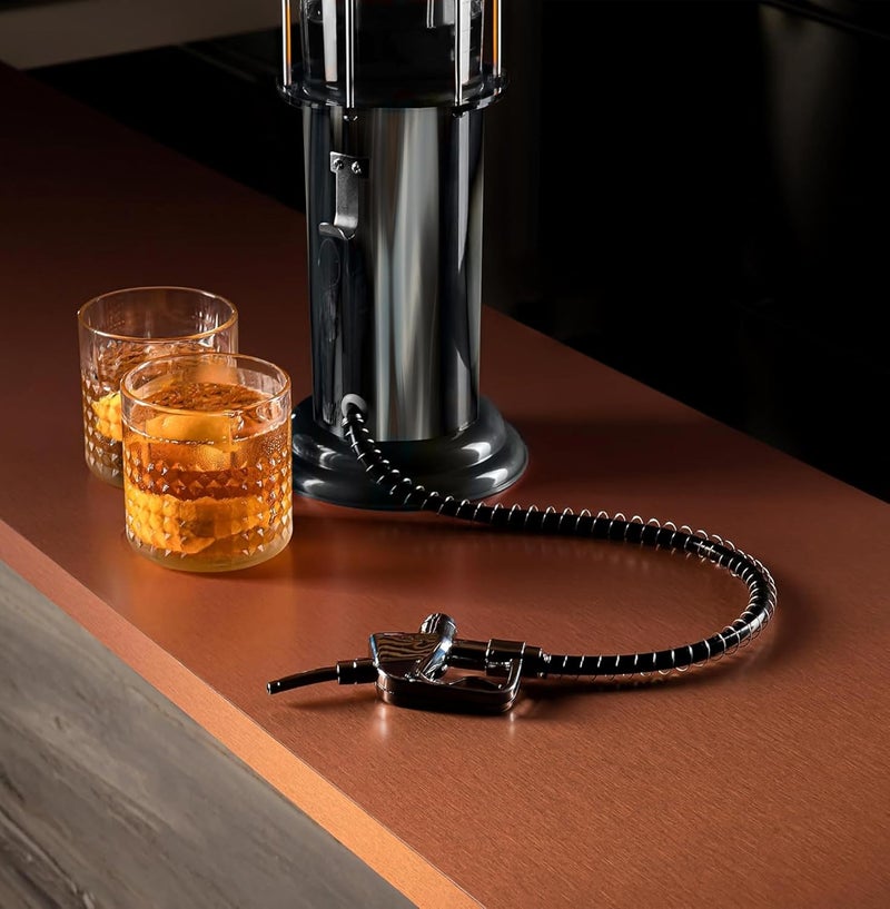 BLKSMITH Pump Liquor Dispenser for Home Bar | Vintage Style Chrome Plastic 30 Fl. oz Liquor Decanter for Man Cave Decor | Beverage Dispenser for Scotch, Vodka, Cocktails, Non-Alcoholic Drink and More - Image 2